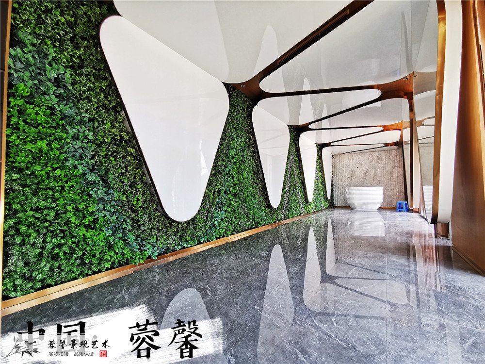 蓝润广场室内仿真植物墙装饰案例 (1)